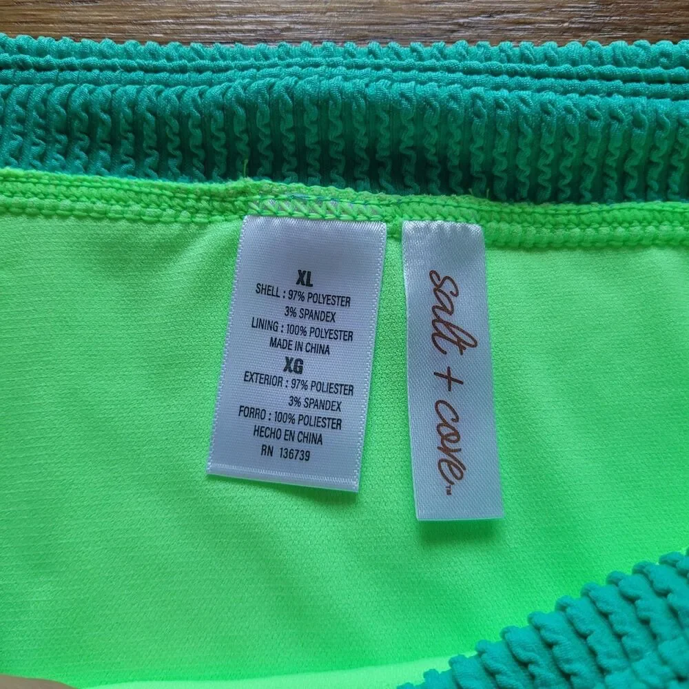 Salt + Cove Women's Juniors' Green Colorblocked Bikini Bottom Lot Of (3) Size XL